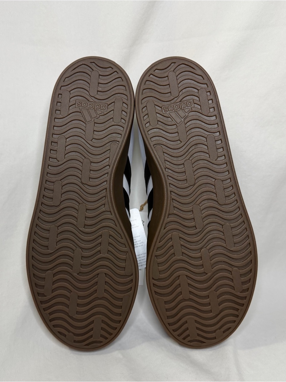 Adidas White Sneakers with Black Stripes and Brown Sole - Picture 3 of 4